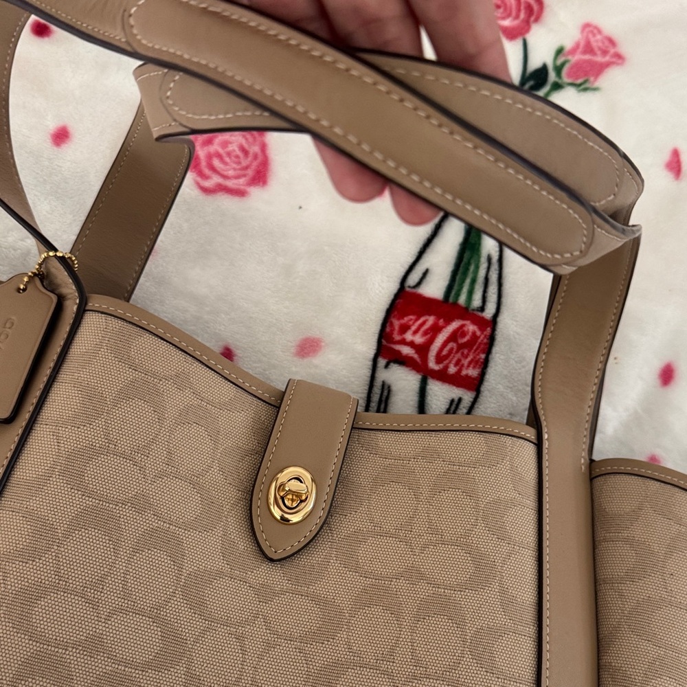 Coach Beige Signature Tote - Picture 5 of 10